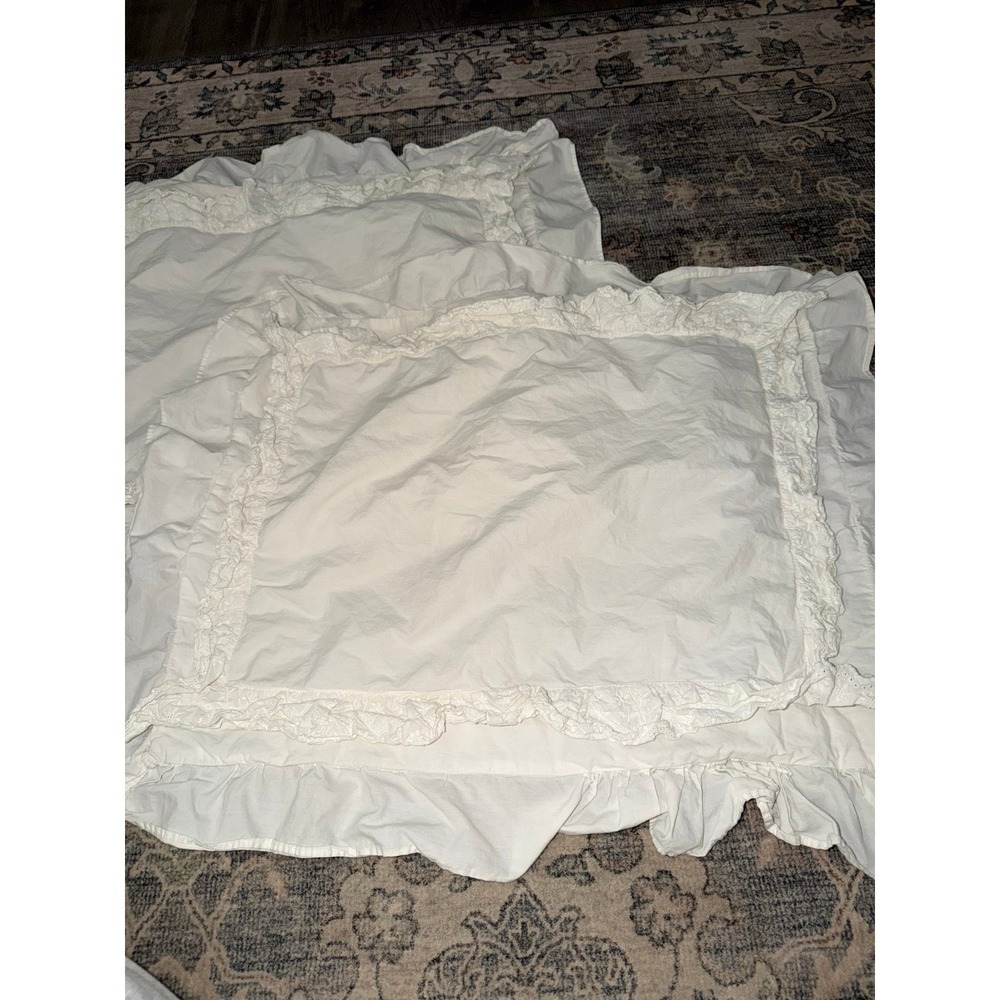 Simply Shabby Chic White Lace Ruffled Pillow Shams